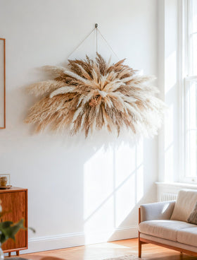NTLPAMPA large boho pampas wall decor 35–50 inches creates a luxe living room focal point