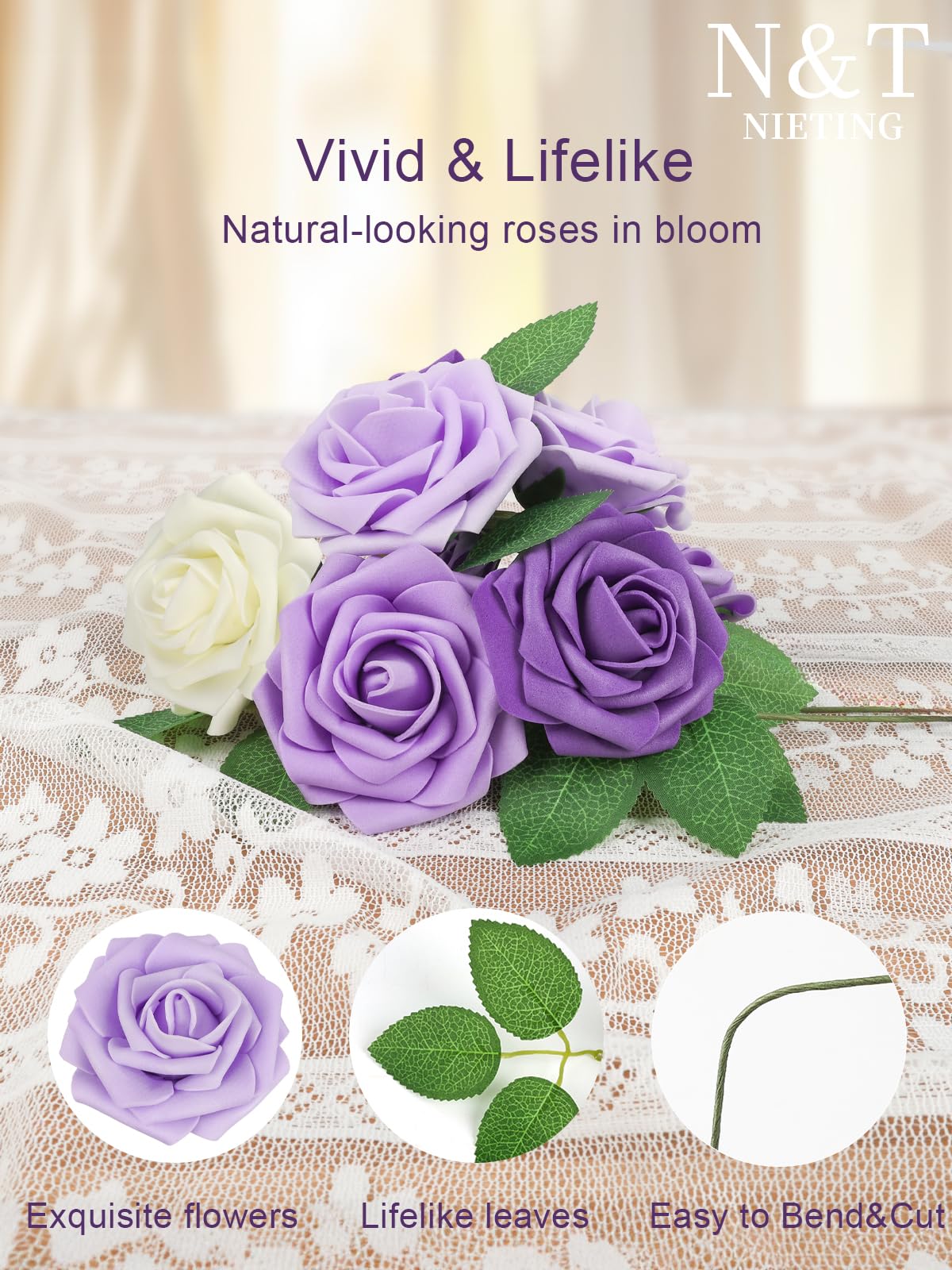 N&T NIETING 50-rose set includes leaves and fragrant card for versatile crafts.