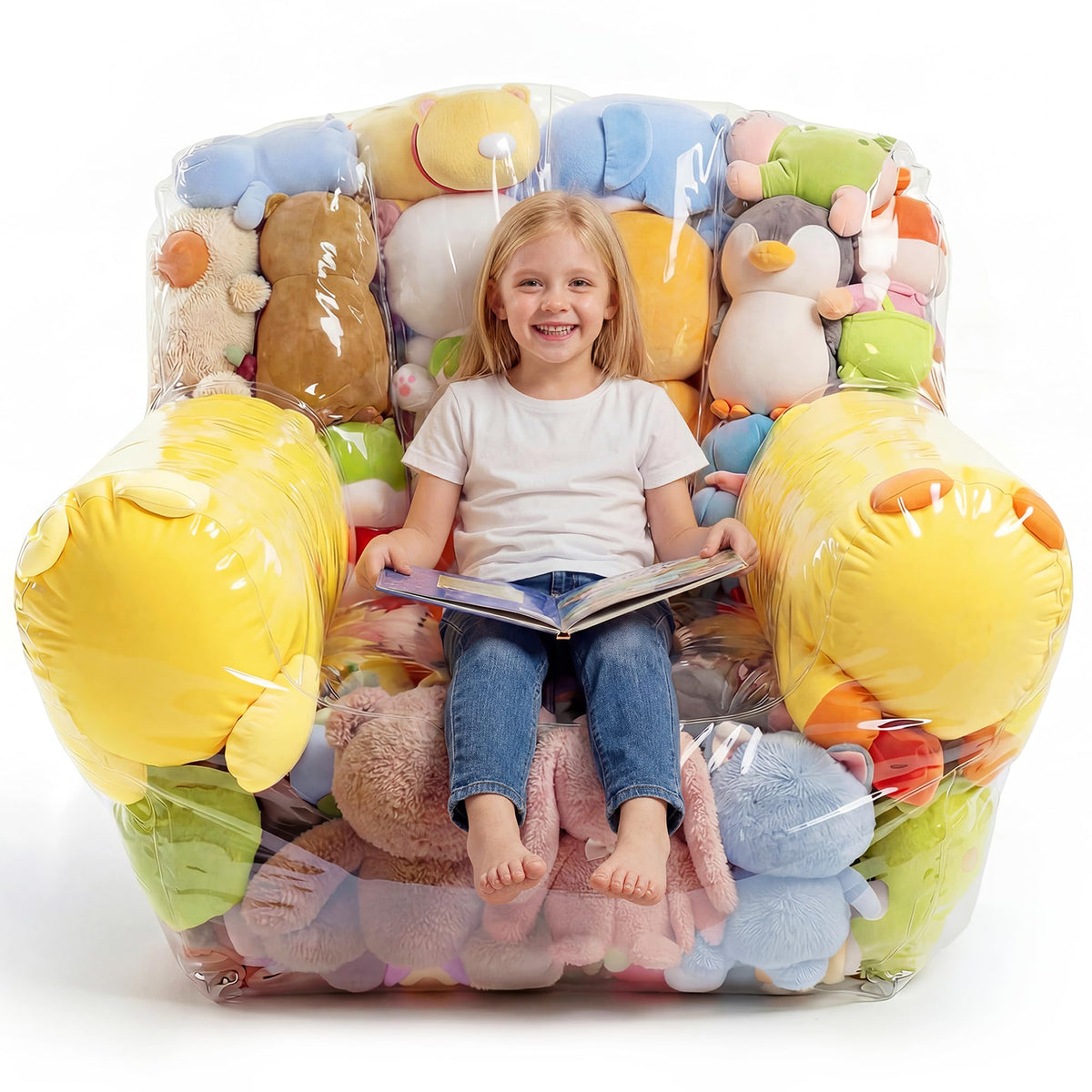 NTYNTY clear stuffed animal chair cover front view for quick visibility of plush toys