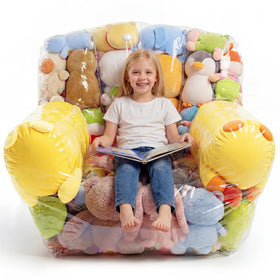 NTYNTY clear stuffed animal chair cover front view for quick visibility of plush toys