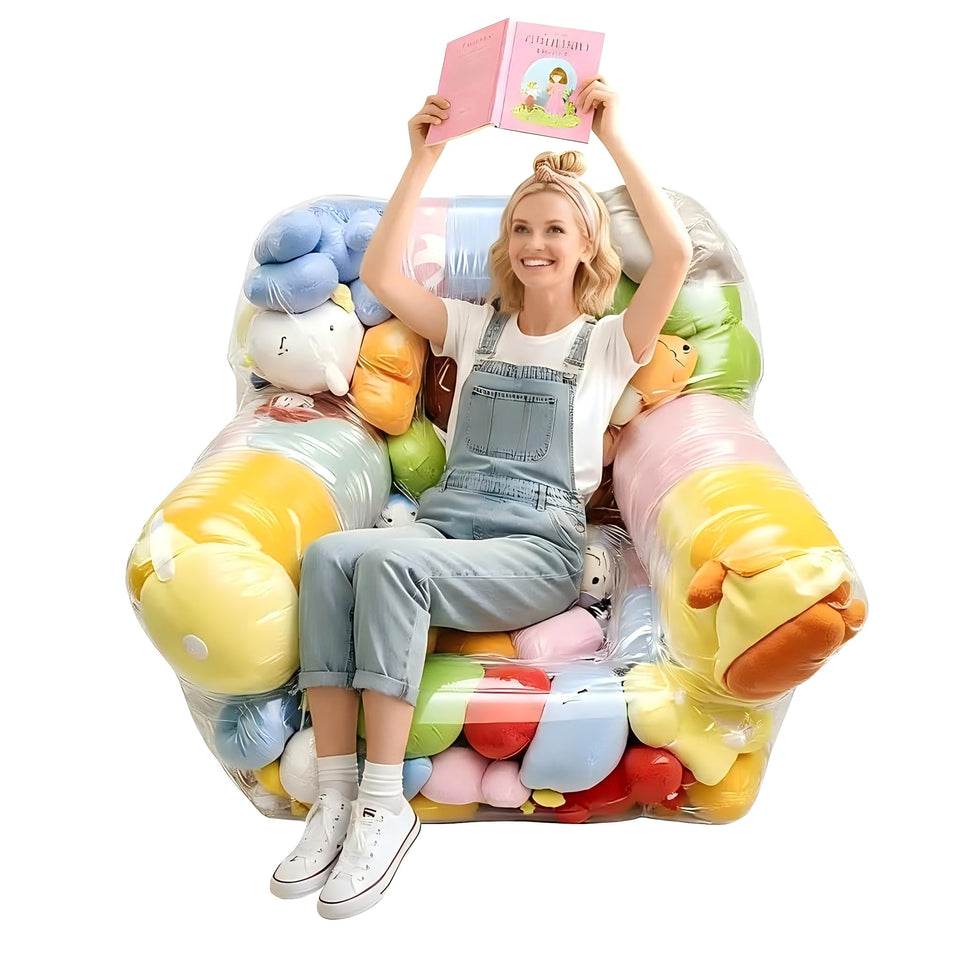 NTYNTY clear stuffed animal storage bean bag chair cover with roomy capacity