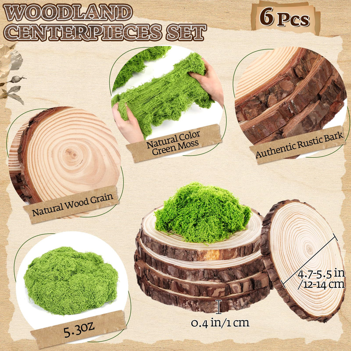 Nuanchu artificial moss 5.3 oz adds fresh woodland flair.
