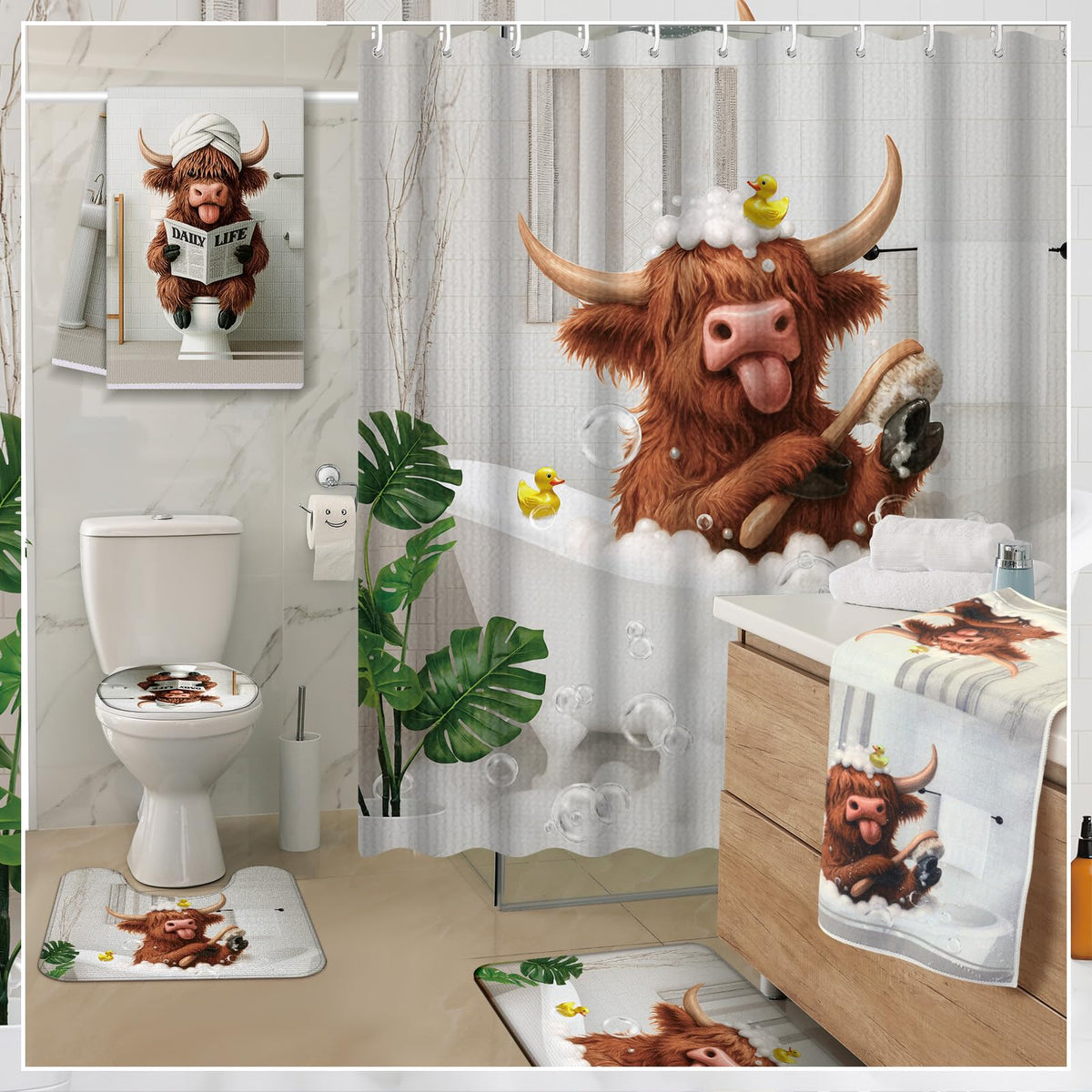 Nuanchu Highland Cow hooks ensure easy curtain installation.