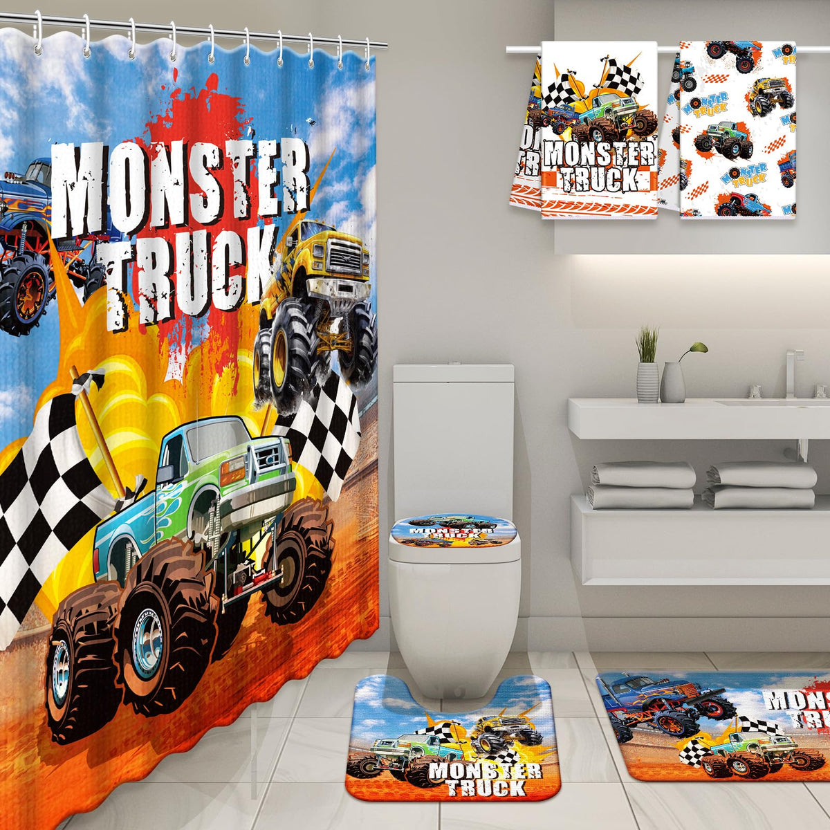 Nuanchu Monster Truck decor set brings cohesive, playful style.