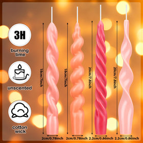 Nuanchu pink twisted taper candle, 7.09 inches, versatile lighting for intimate tables.