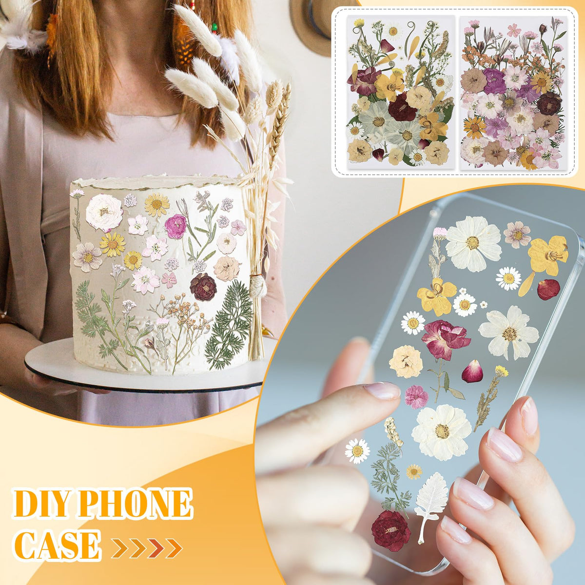 Nuanchu resin crafts with dried flowers for nail art and bookmarks.