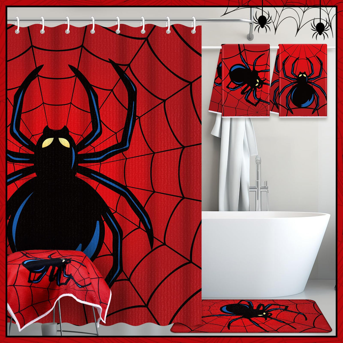 Nuanchu spider shower hooks keep everything tidy and secure