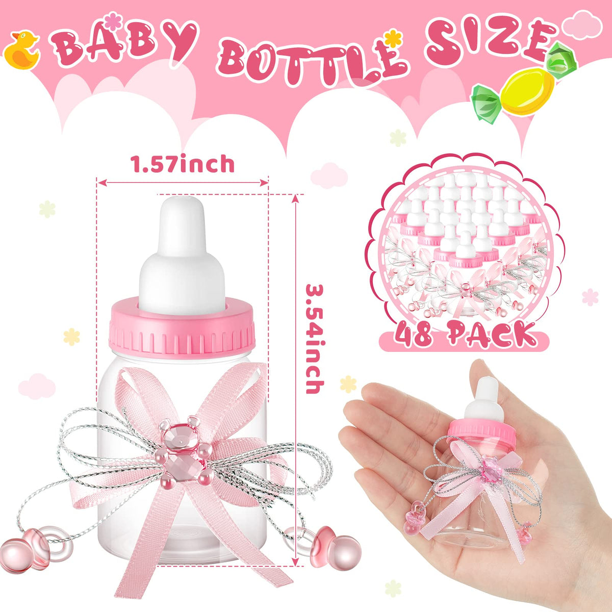 Nuenen pink mini bottle with ribbon for elegant wedding or birthday decor.