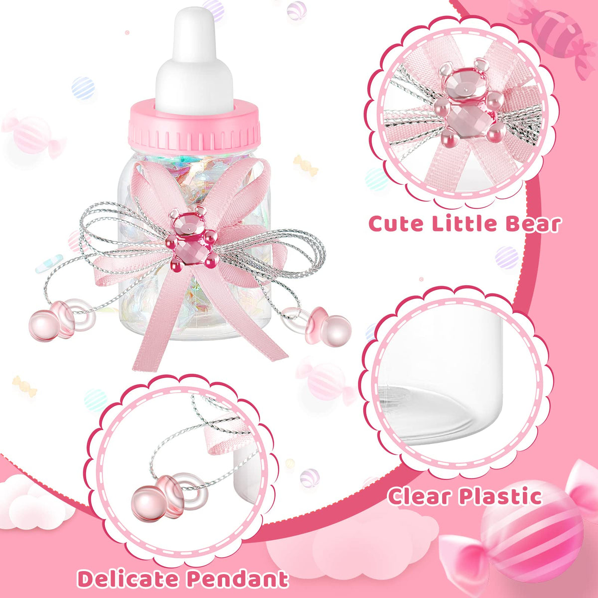 Nuenen plastic bear bottle ornament ideal for candy and small gifts.