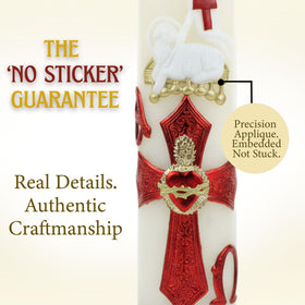 Nuestra Fe Our Lady Guadalupe candle detail design for heritage celebration