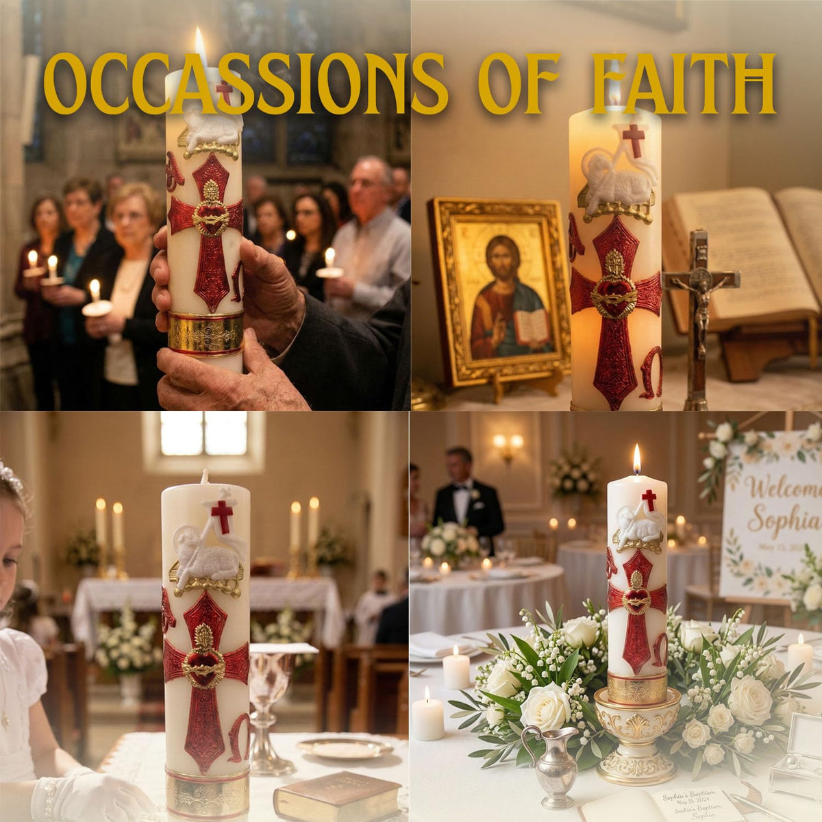 Nuestra Fe Saint candles bright colors artwork elevates home altar decor