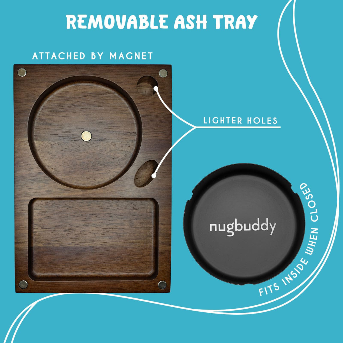 Nugbuddy tray with removable metal tray for quick cleanup.