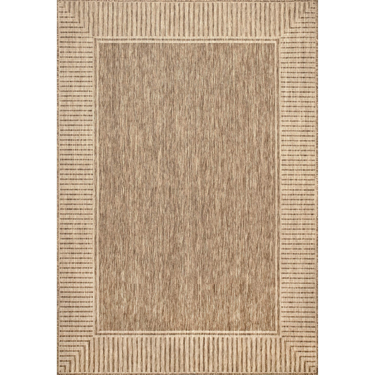 nuLOOM Asha light brown ivory rug adds warmth to outdoor lounges.