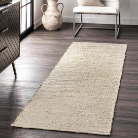 nuLOOM Elfriede rug 2-6x6 natural close-up reveals braided texture for cozy living spaces.