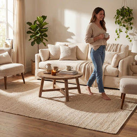 nuLOOM Elfriede rug flatweave detail demonstrates easy cleaning and maintenance.