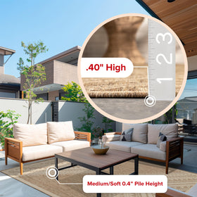 nuLOOM Landry brown/ivory rug creates cozy ambiance for indoor and outdoor use.