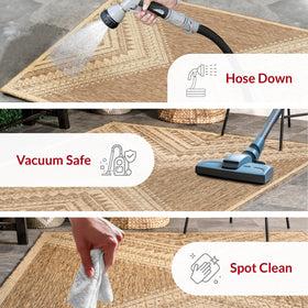 nuLOOM Landry brown ivory easy-clean indoor/outdoor rug for busy homes.