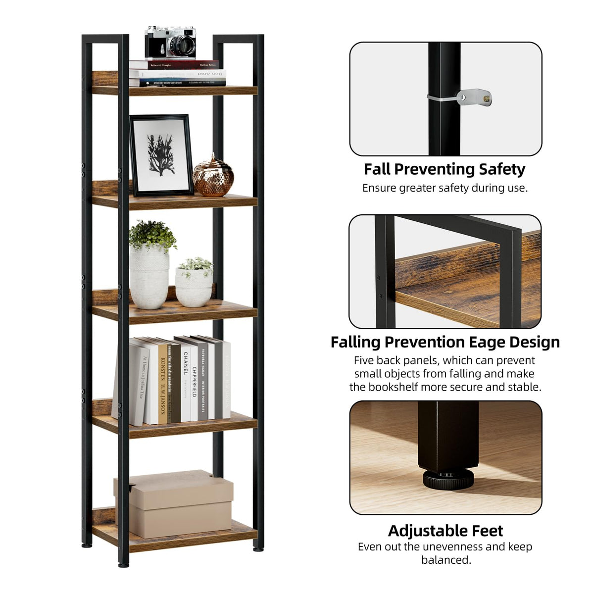 NUMENN Narrow Bookshelf assembly in seven steps with included tools.