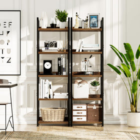 NUMENN Narrow Bookshelf rear view with wooden baffle back panel.