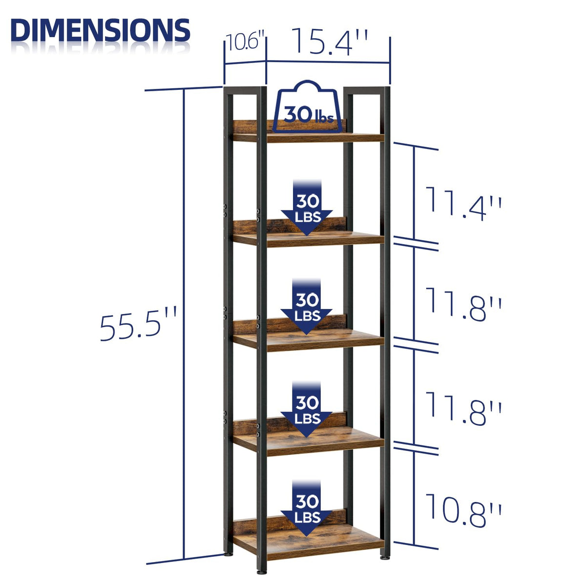 NUMENN Narrow Bookshelf side view highlighting sturdy metal frame and slim storage.