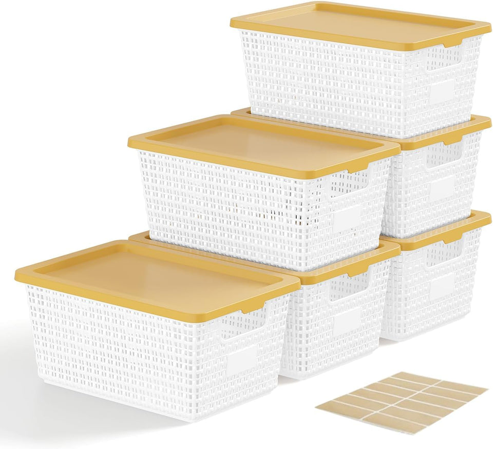 NUMIFUN storage bin with latching lid for secure, stackable pantry organization.