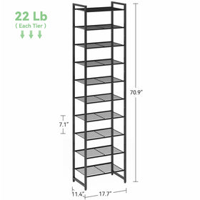 Nunsino Narrow Shoe Rack side profile illustrating slim footprint for entryways.