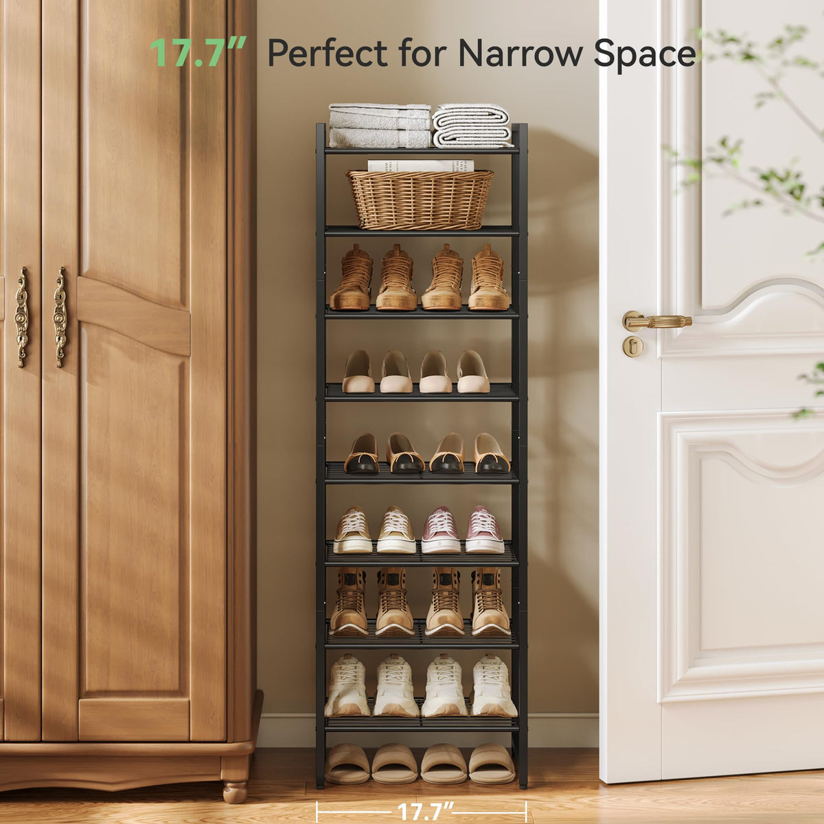 Nunsino 8-wire shelves provide strong support for heavy shoes.