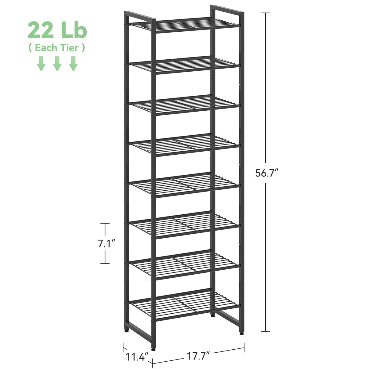 Nunsino narrow shoe rack front view shows organized entryway storage.