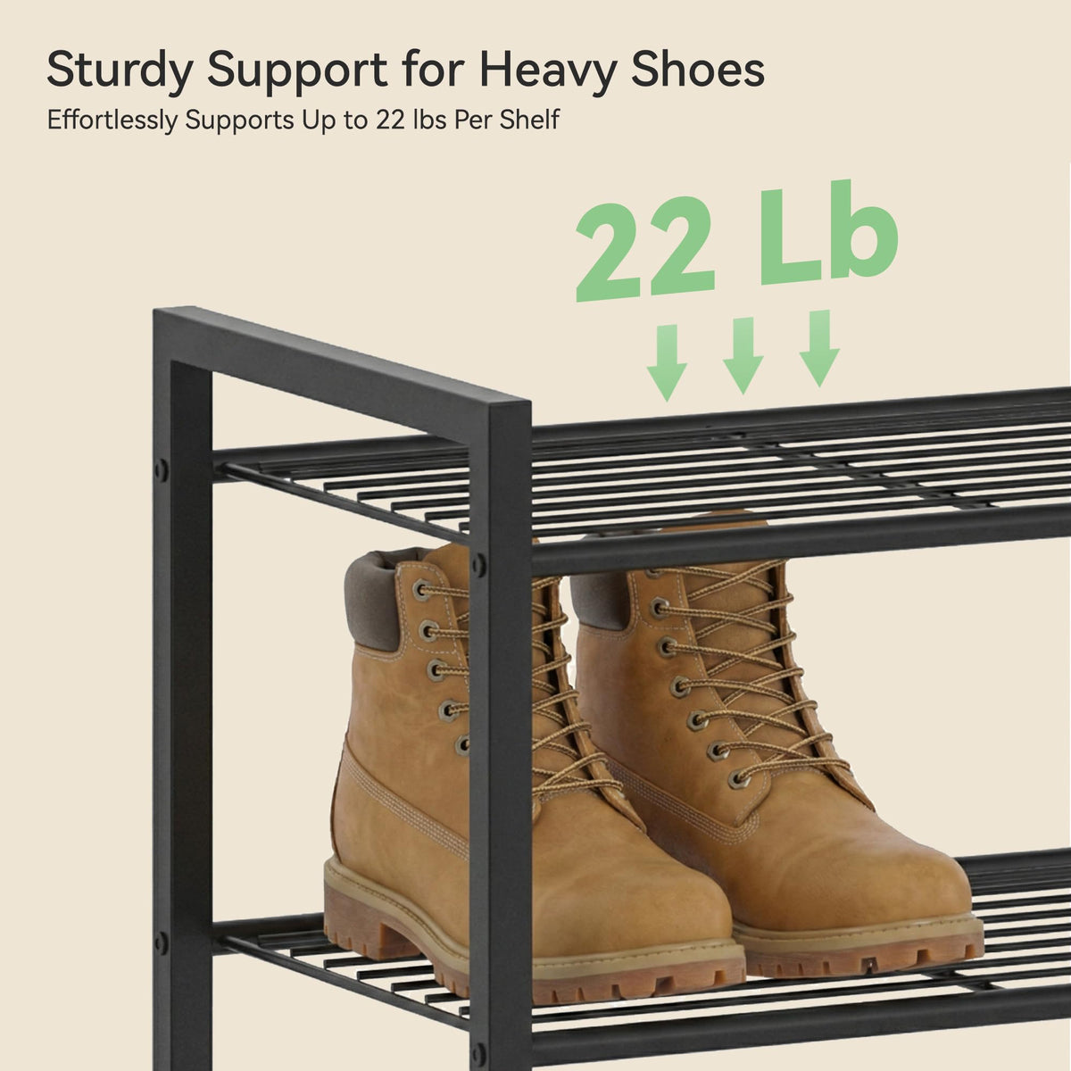 Nunsino Narrow Shoe Rack reinforced eight-wire shelves for sturdy storage.