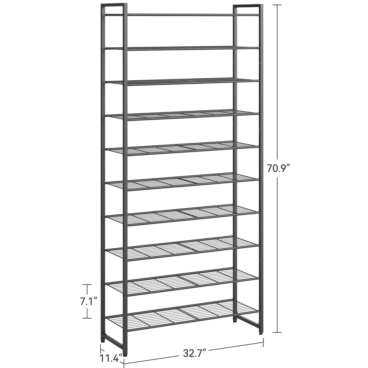 Nunsino adjustable bottom tier accommodates taller shoes and boots.