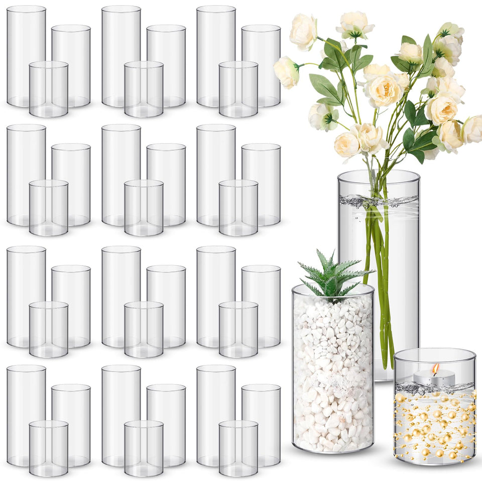 Nuogo 36-piece clear cylinder vases set for versatile table centerpieces.