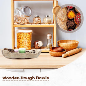 Hand carved edge detail on Nuogo dough bowl in light color.