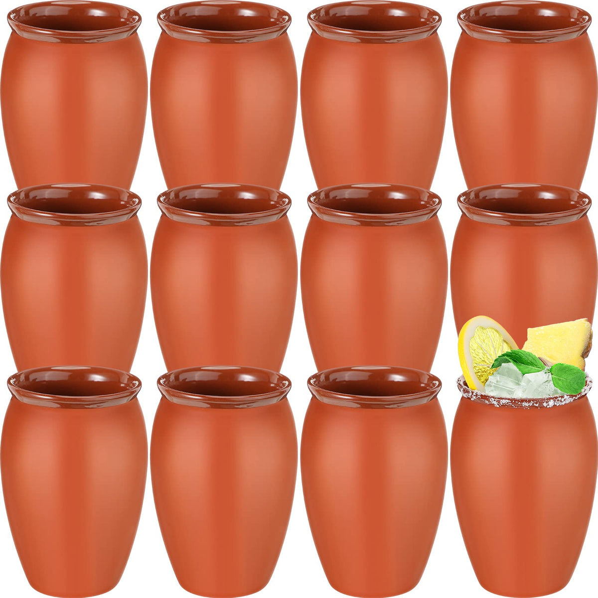 Nuogo 12oz Mexican clay cups with glaze for Margaritas and cocktails