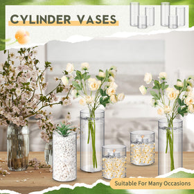 Nuogo clear cylinder design enhances visibility of blooms or candles.