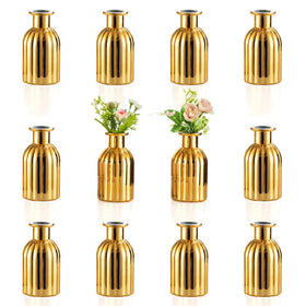NUPTIO Bud Vases Gold 12-pack with 3cm opening, ideal for cohesive wedding centerpieces.