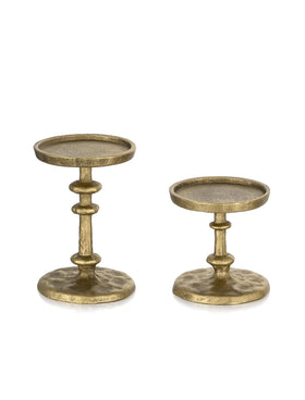 NUPTIO Gold Candle Holders close-up of antique brass finish