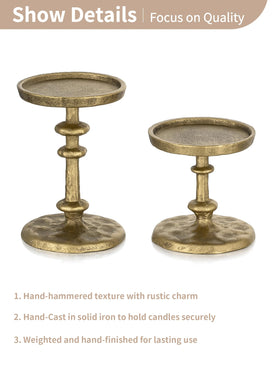 NUPTIO Gold Candle Holders on dining table creating warm ambience