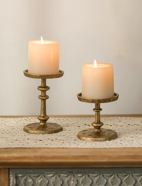NUPTIO Gold Candle Holders with small pillar for stable table decor