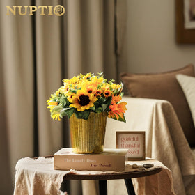 NUPTIO 5 inch ribbed vase ideal for small bouquets on home tables