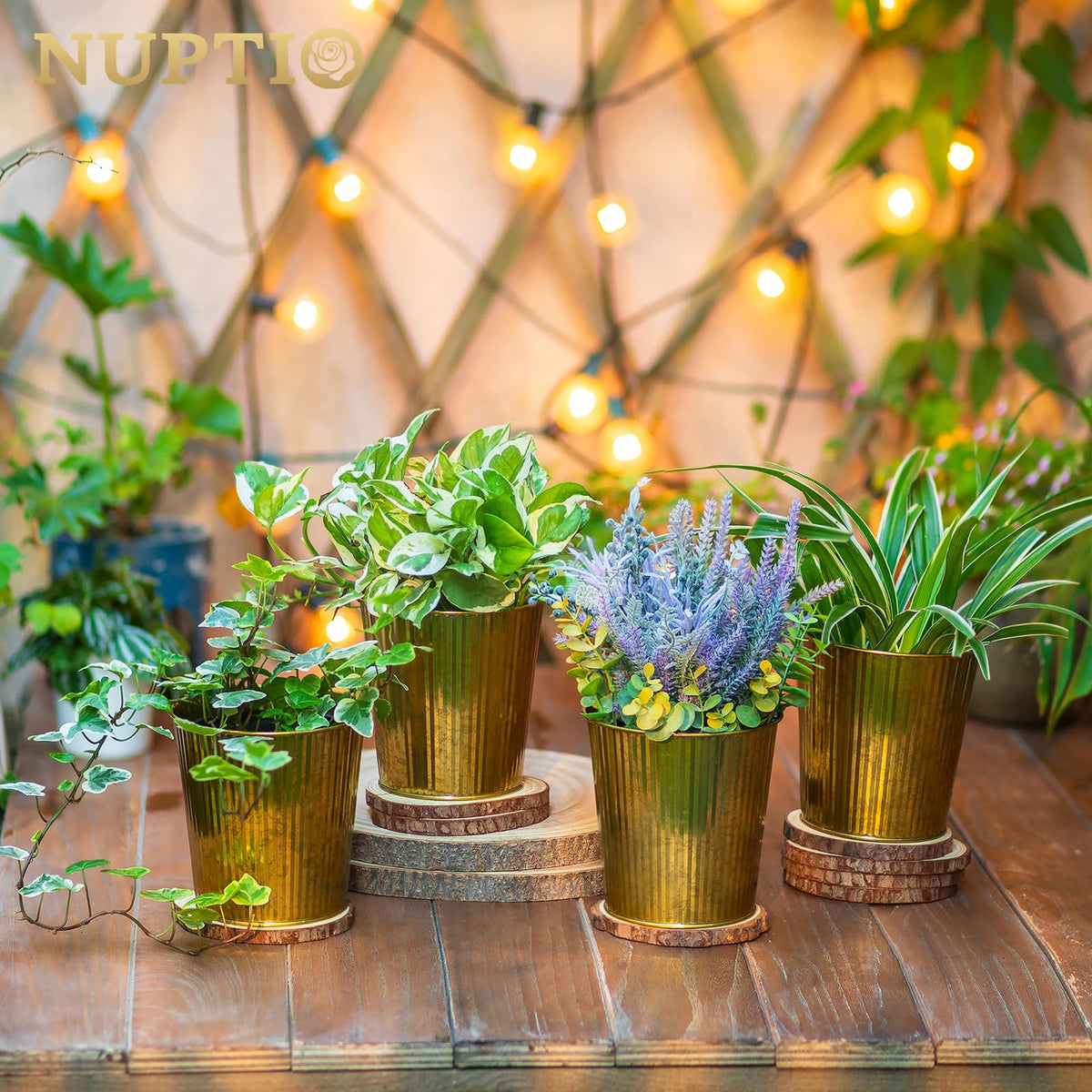 NUPTIO galvanized ribbed vase adds rustic charm to centerpieces
