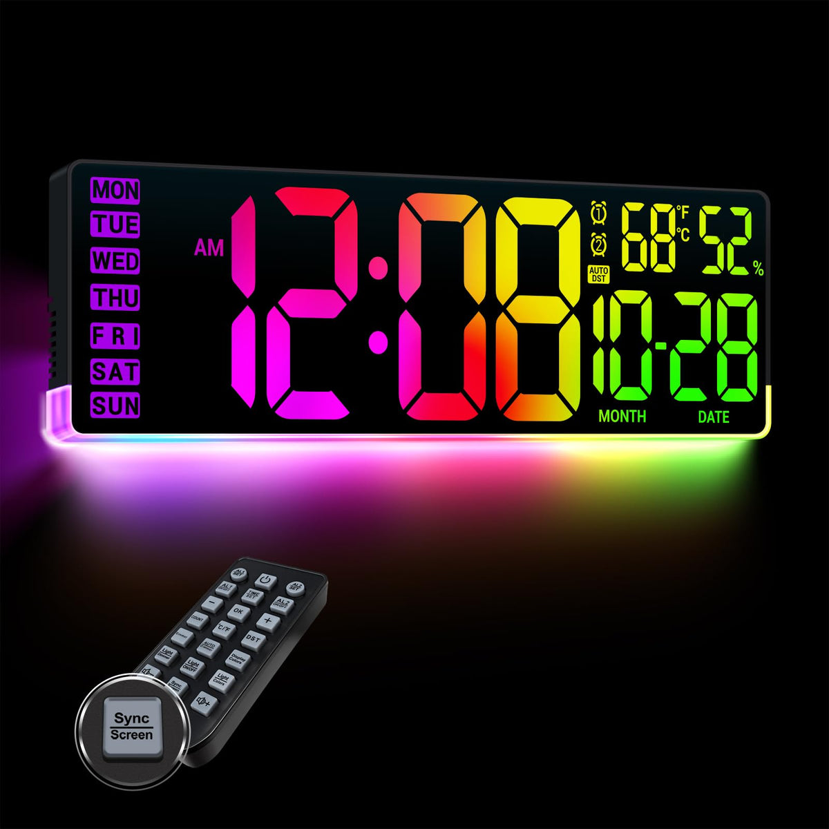 Nurforta 16.5 inch clock front view shows large digits for classroom visibility.