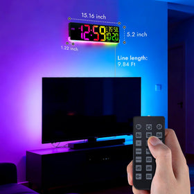 Nurforta 16.5 inch clock with 13 U-shaped backlight patterns creates ambient glow.