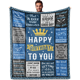 Nuritus birthday blanket for men 50x60, cozy gift idea for his birthday