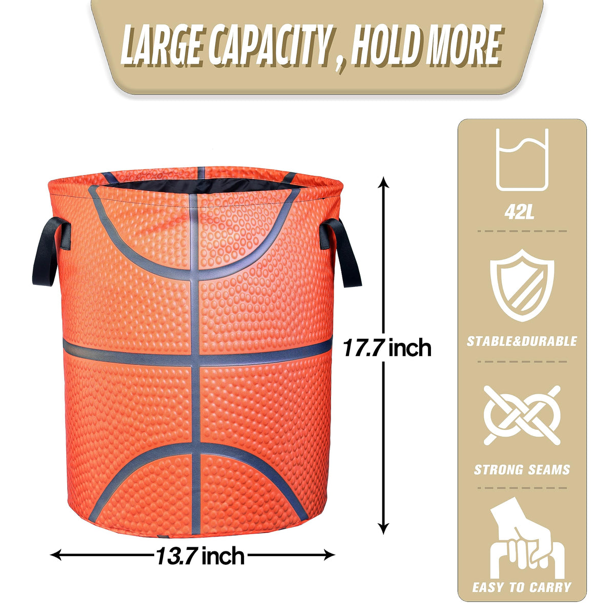 Nutainla foldable laundry basket stands upright, saving space when not in use