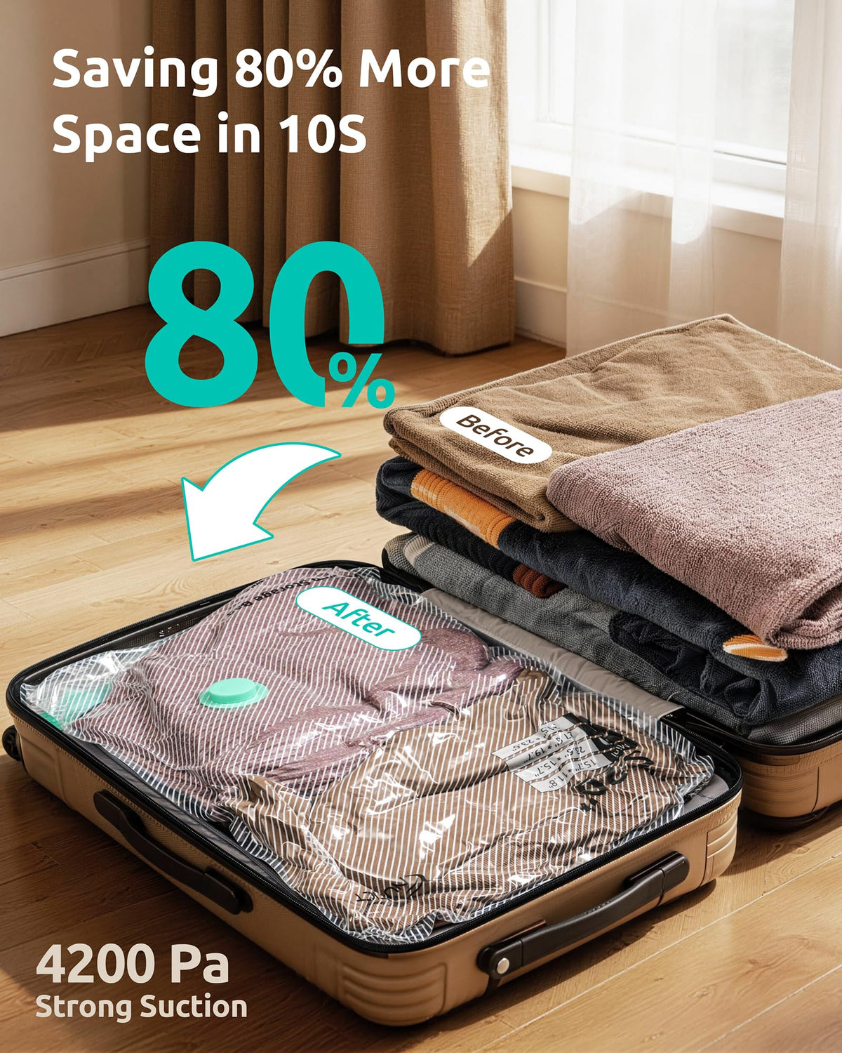 NUTICT airtight seal bags protecting clothes during long trips