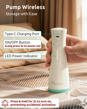 NUTICT pump 2000mAh wireless shows cordless on-the-go convenience