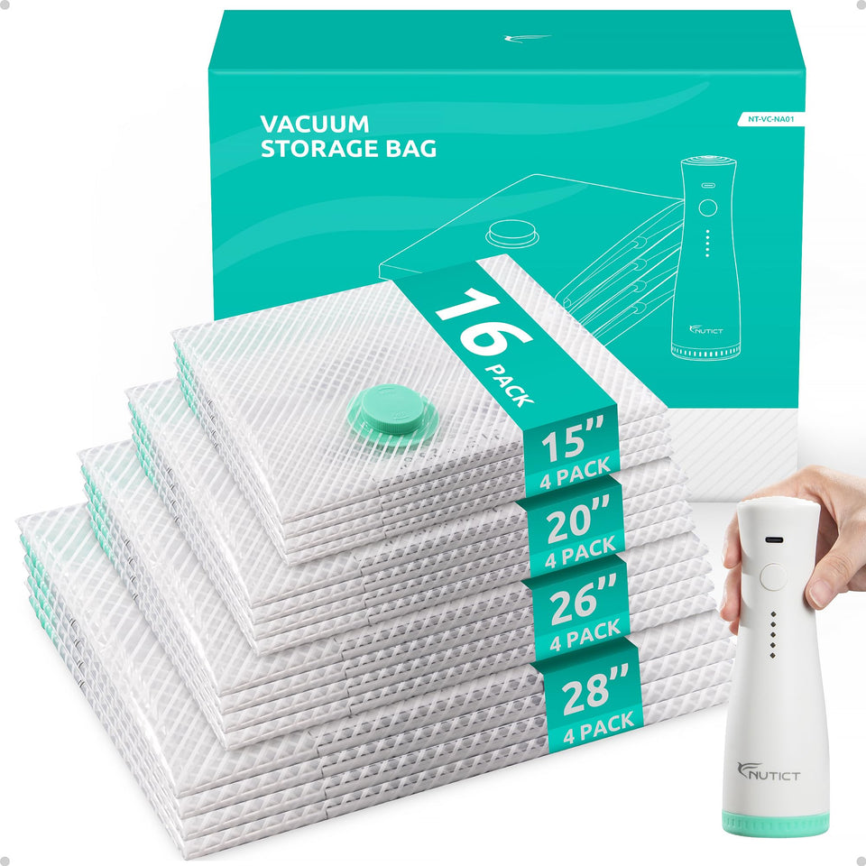 NUTICT 16-pack vacuum bags for travel compact and organized packing