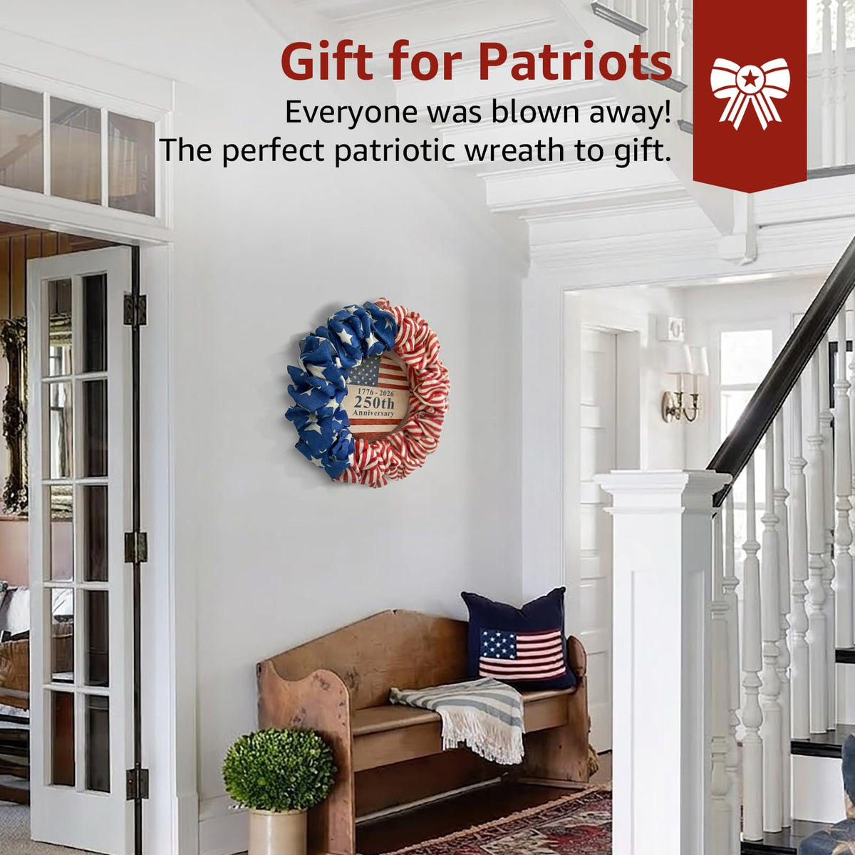 NUTIKAS 20-inch wreath offers a bold focal point for decorations.