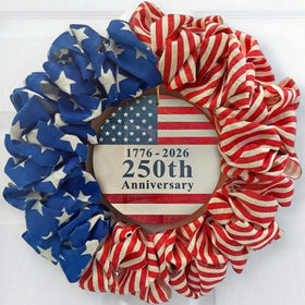 NUTIKAS 4th of July wreath for front door with bold patriotic colors.