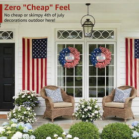 NUTIKAS American flag-themed wreath for porch and entryways.